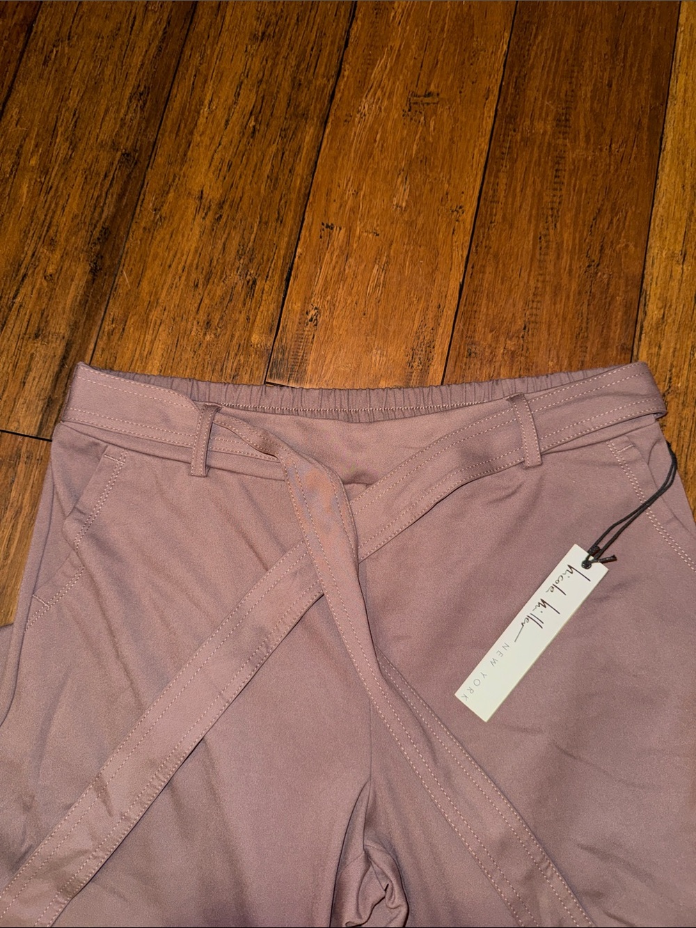 NWT Nicole Miller New York Mauve Tie Waist Ankle Pants Size M